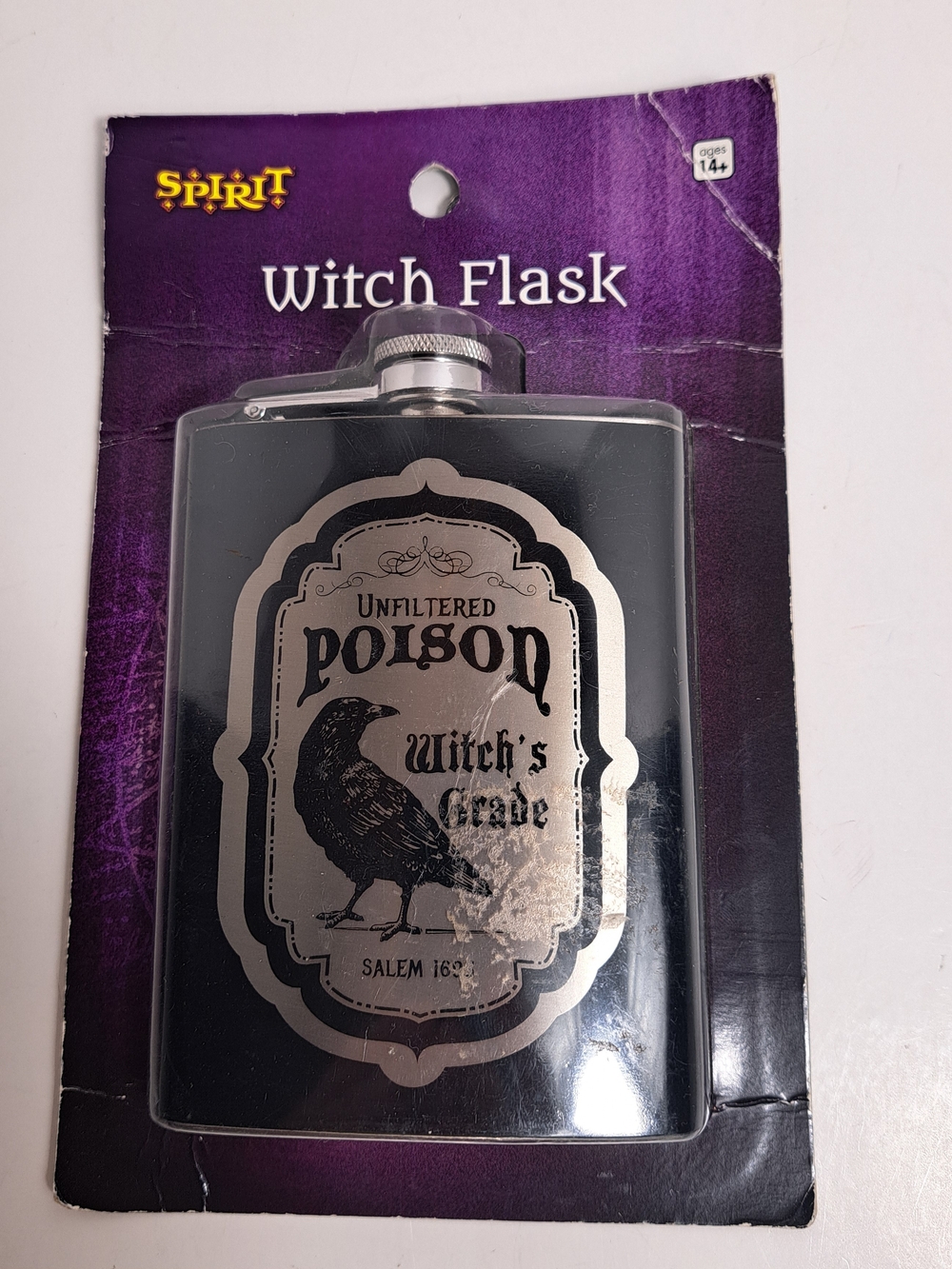 Spirit Halloween Branded "Unfiltered Poison" 8 oz. Stainless Steel Flask. NIB